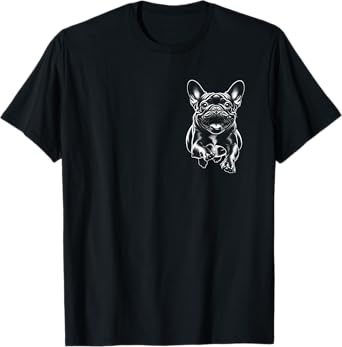 Cute French Bulldog Running On Chest T-Shirt for Men Women Kids