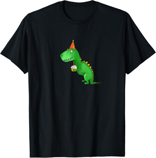 Dinosaur dino with cake or muffin funny birthday T-Shirt T-Shirt
