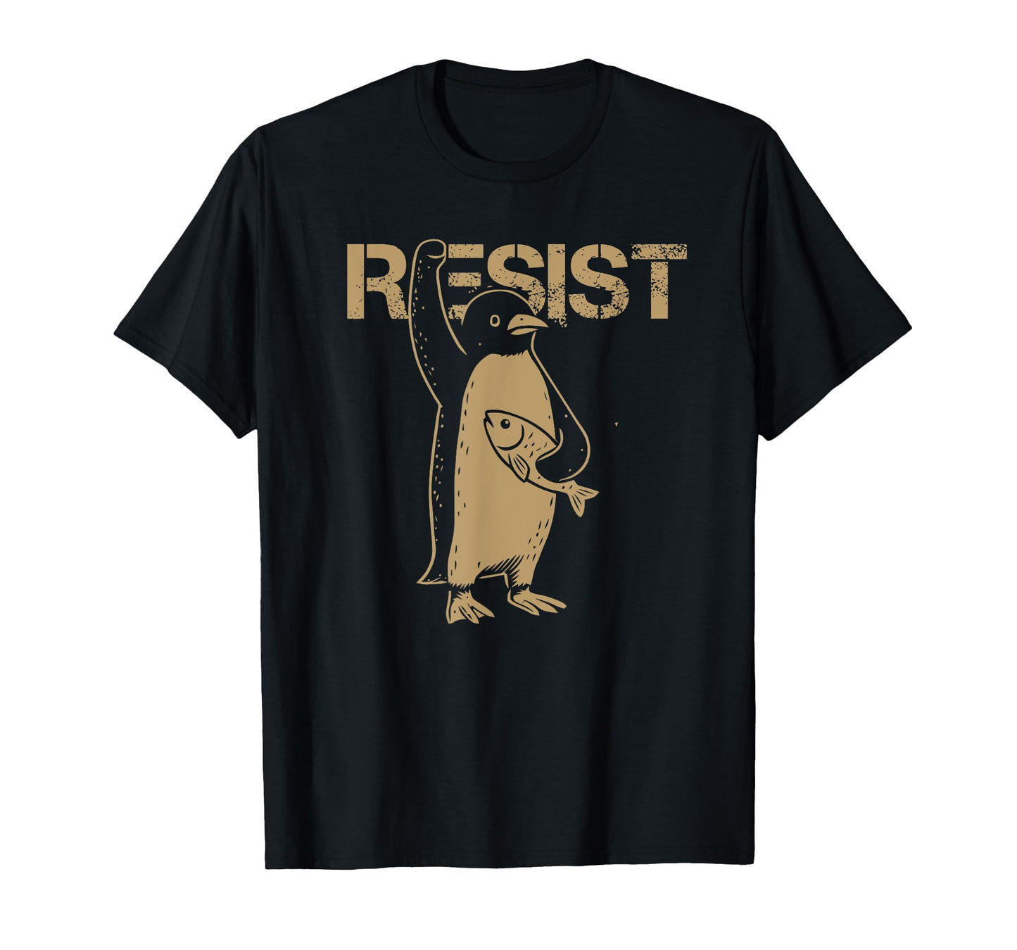 vintage Resist Penguin Fish Protest Activism Humor T-Shirt