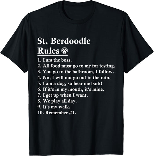 Funny St Berdoodle Dog Rules Saint Berdoodle T-Shirt