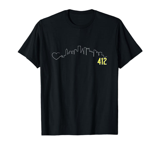 Pittsburgh Skyline 412 Love T-shirt T-Shirt