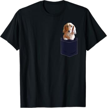 Dachshund in Pocket Long Haired Wiener Dog Women Doxie T-Shirt