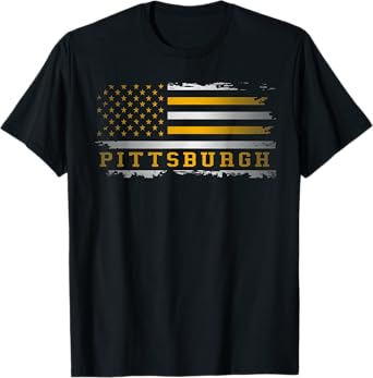 Pittsburgh Steel City Pride Flag Patriotic Retro for Yinzer T-Shirt