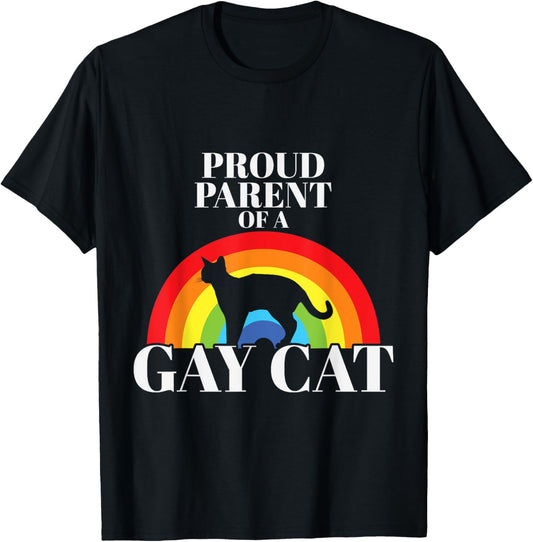 Proud Parent of a Gay Cat LGBT Flag Cats Pride T-Shirt