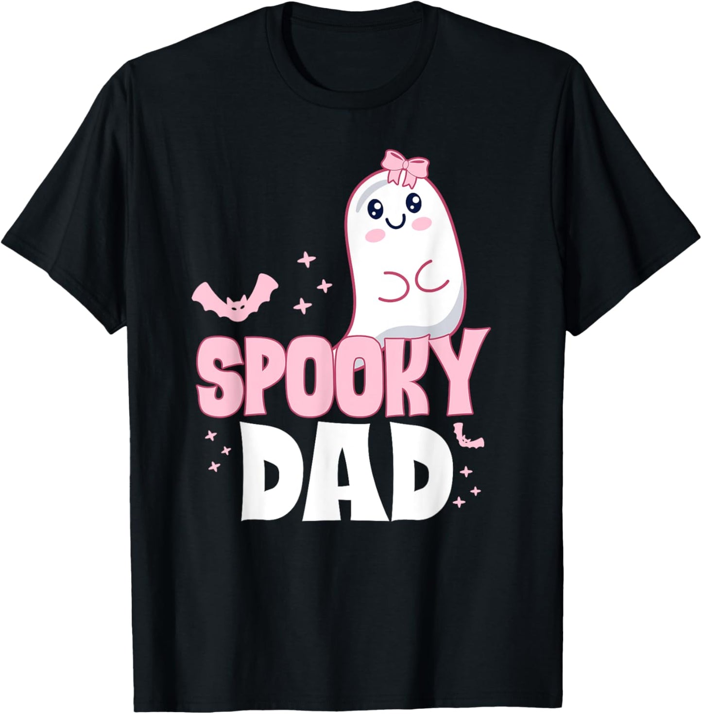 Spooky Dad Family Cute Pink White Ghost Boo Halloween T-Shirt