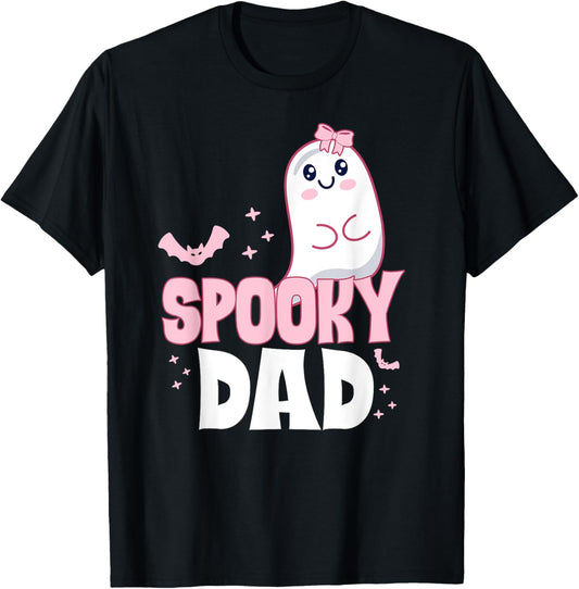 Spooky Dad Family Cute Pink White Ghost Boo Halloween T-Shirt