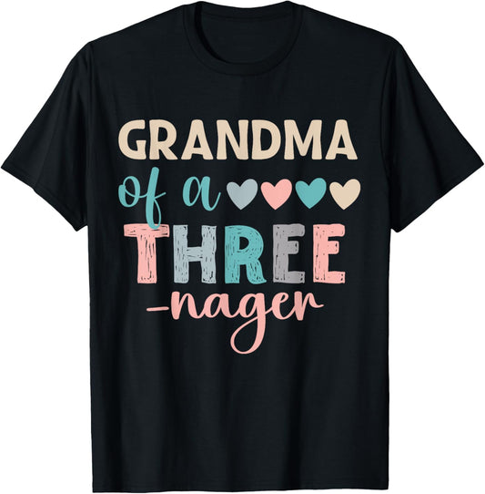Grandma Of A Threenager 3rd Birthday Matching Family Boho T-Shirt