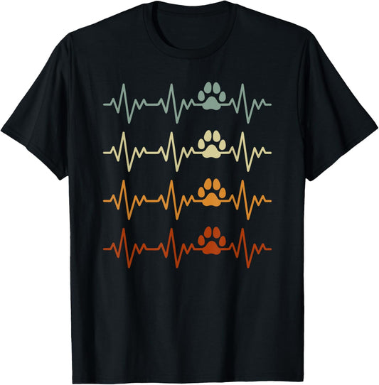 Heartbeat Dog Lovers Paw Funny T-Shirt