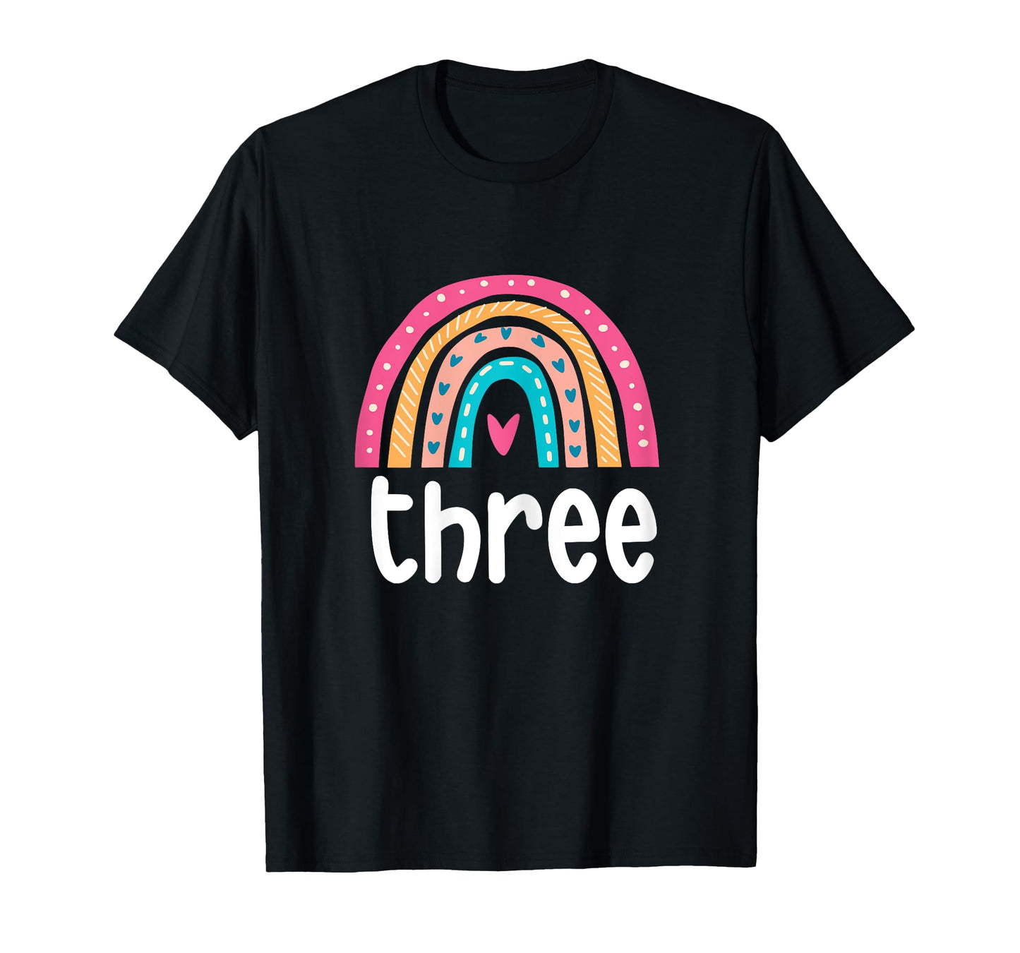 Girls 3rd Birthday Boho Rainbow Three 3 Years Old Birthday T-Shirt