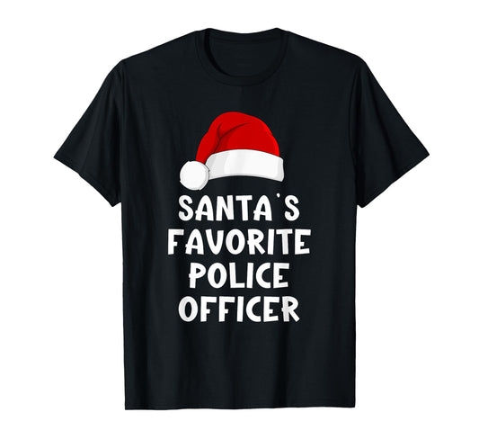 Christmas Santa's Favorite Police Officer Funny Pajama Cop T-Shirt