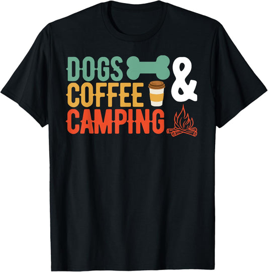 Retro Dogs Coffee Camping Funny Campers T-Shirt