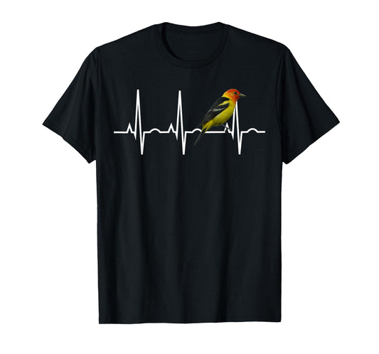 Western Tanager Shirt Songbird Heartbeat Birder Gift T-Shirt T-Shirt