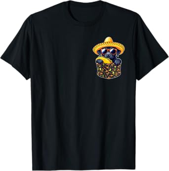 Mexican Dog Black Labrador Retrieve In A Pocket Holding Taco Men Women Kids T-Shirt