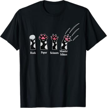 Rock Paper Scissors Murder Mittens Cute Cats Funny Saying T-Shirt