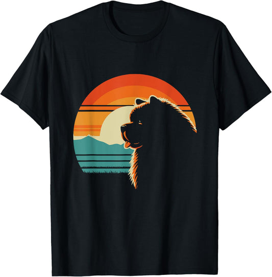 Retro Sunset Chow Chow Dog Graphic Design T-Shirt