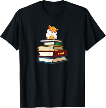 Cute Funny Hipster Glasses Read Books Hamster Lover T-Shirt