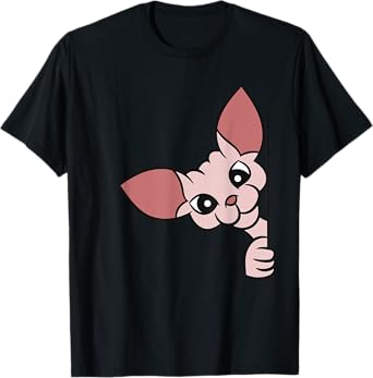Cute Sphynx Cat Peeking From Side T-Shirt for Men Women Kids