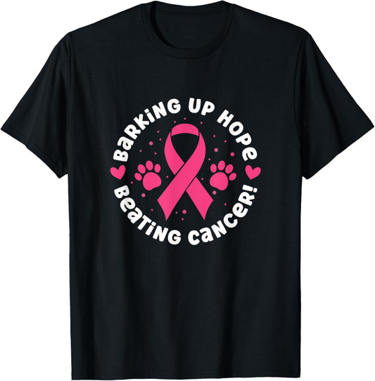 Barking Up Hope Beating Dog Cancer Pink Ribbon Pet Owner T-Shirt