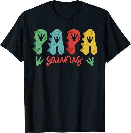 Papa Saurus Rex Dinosaur Birthday Family Matching Crew T-Shirt