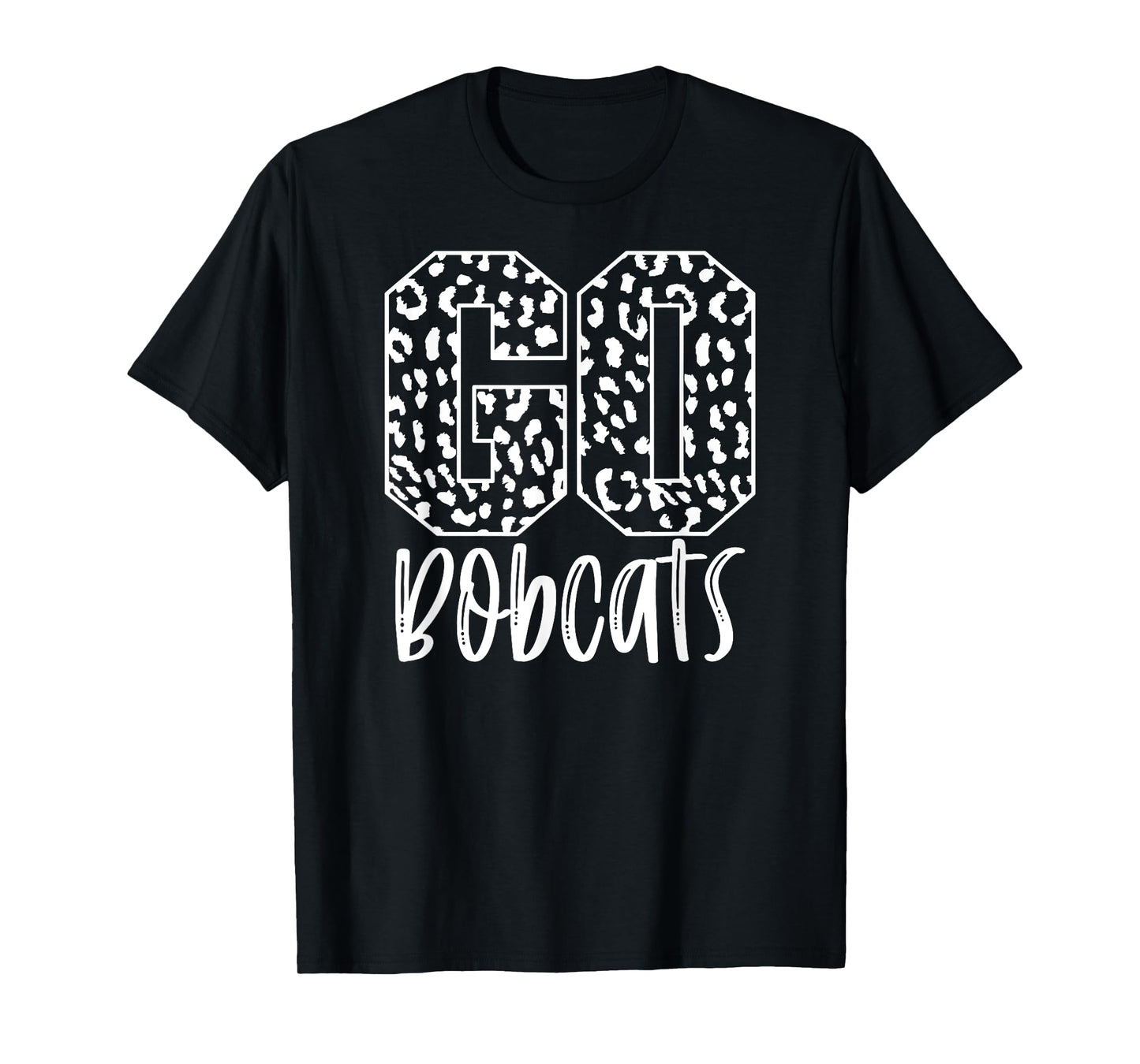 Bobcats Team Mascot School Spirit Game Night Leopard Print T-Shirt