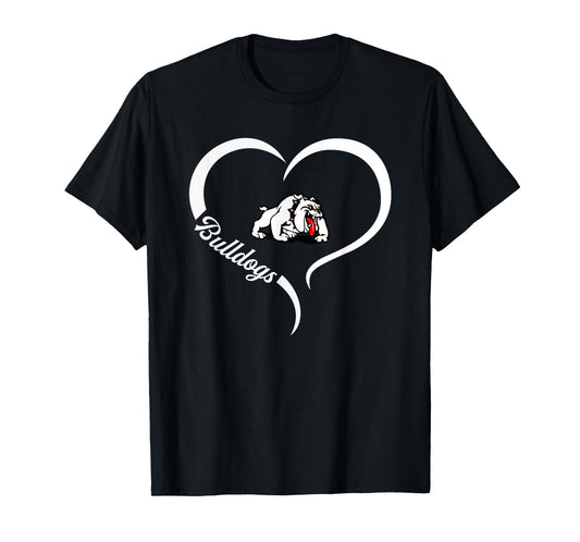 New Albany Bulldogs Logo Half Heart Slogan HS T-Shirt