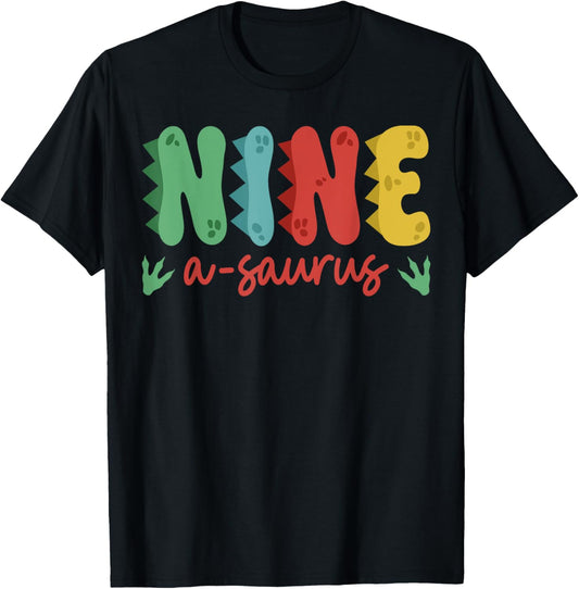 Nine Years Old Kid 9 A Saurus Rex Dinosaur 9th Birthday Boy T-Shirt