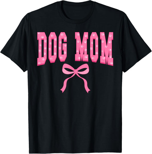 Groovy Dog Mom Coquette Bow Dog Paw Mother's Day Mom Life T-Shirt