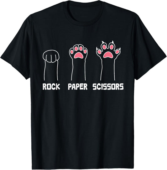 Rock Paper Scissors Cat Paws Cute Cat Funny Cat T-Shirt