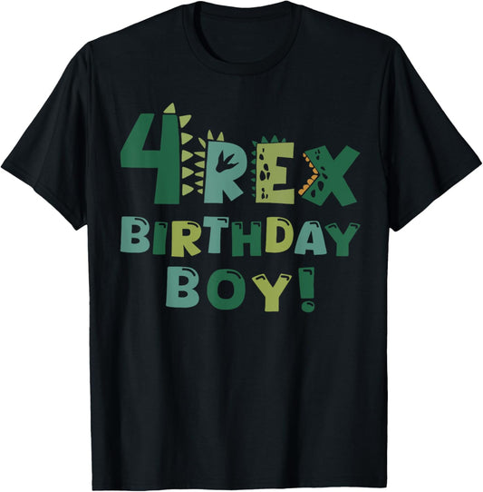 4 Rex Birthday Boy Dinosaur Party Outfit Youth Kids T-Shirt