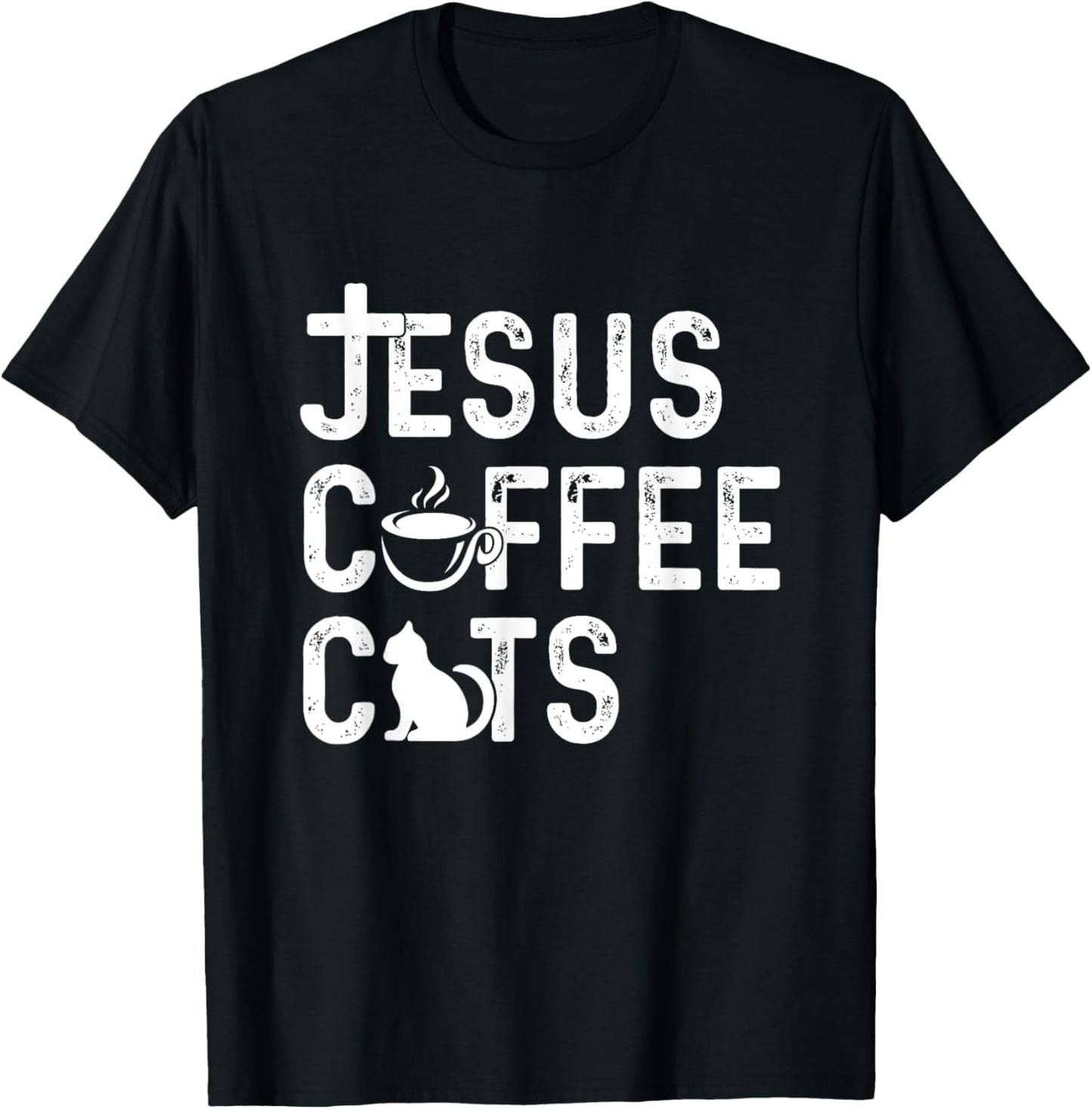 Christian Jesus, Coffee, Cats - Religous Cat Caffeine Lover T-Shirt