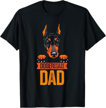 Pinscher Dobermans Doberman Love Owner Father's T-Shirt - Dog Themed - Unisex-Adults - Black - Small - Short Sleeve - Classic Fit - Imported