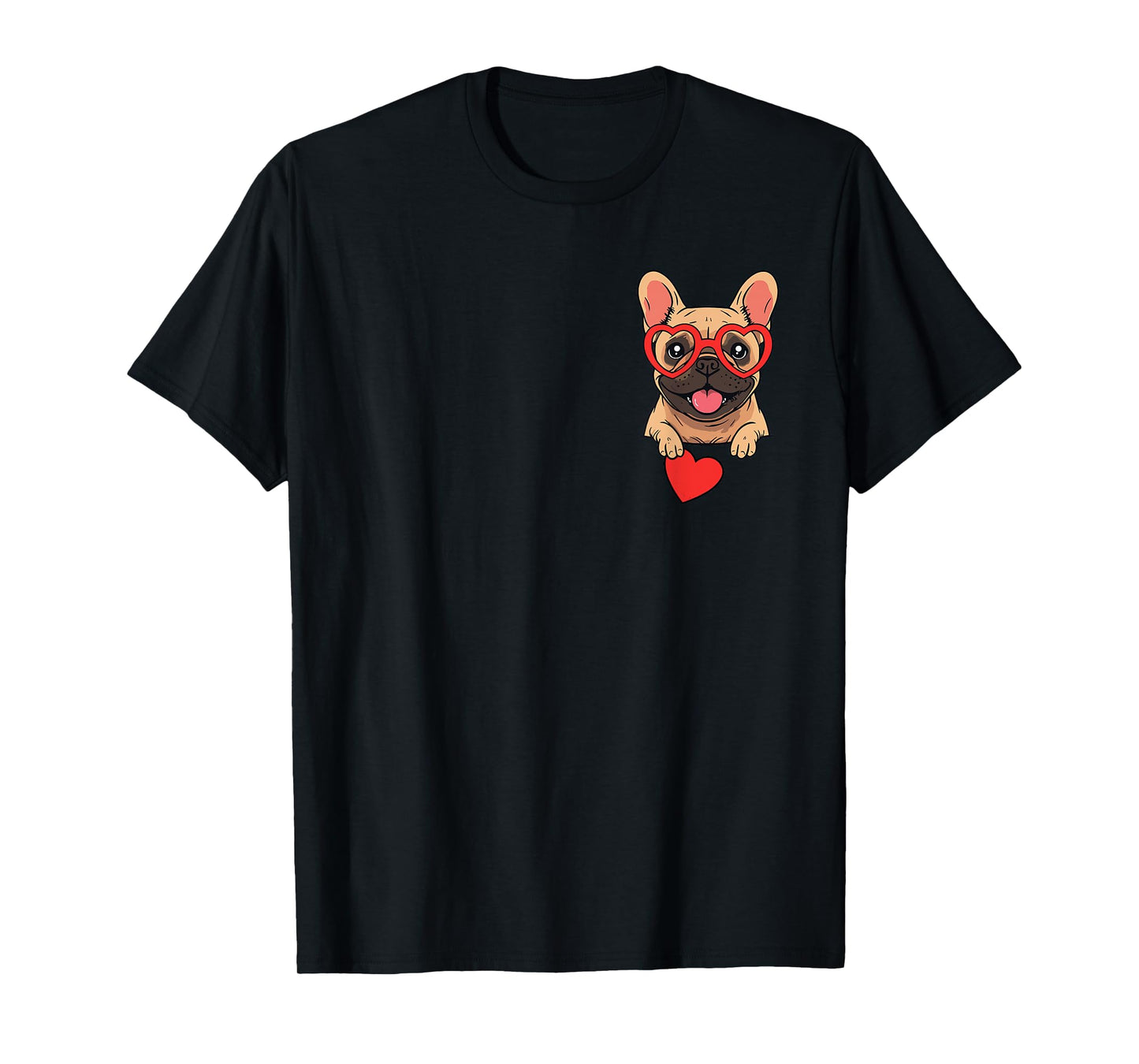 French Bulldog Heart Pocket Cute Frenchie Valentines Day Dog T-Shirt