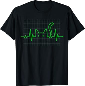 Heartbeat Cat Lover Animal Silhouette Cute Cat T-Shirt