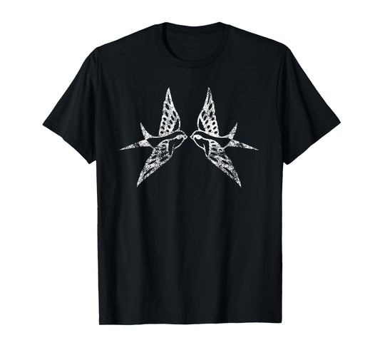 Vintage Two Birds Flying - Distressed Retro Bird Tee T-Shirt