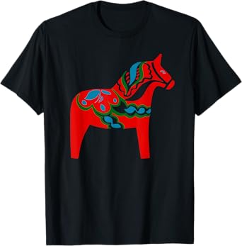 Swedish Dala Horse Sweden Red Dalecarlian Horse Design T-Shirt