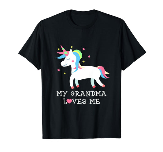 My Grandma Loves Me Cute Girl Unicorn Granddaughter Gift T-Shirt