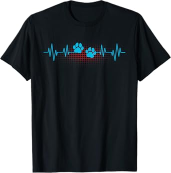 Paw Print Heartbeat Funny EKG Veterinary Veterinarian Gift T-Shirt