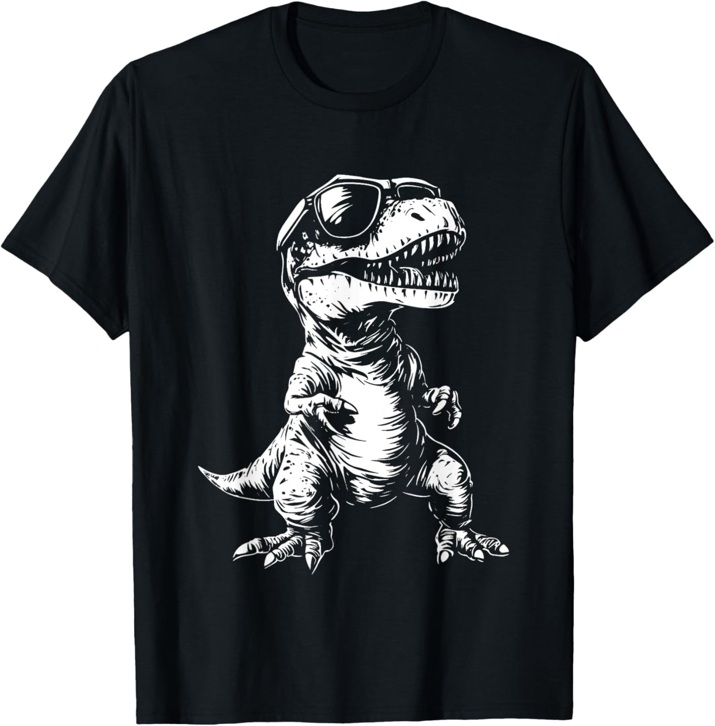 dinCo. Funny T-Rex Sunglasses T-Shirt - Unisex, Black, Small, Short Sleeve