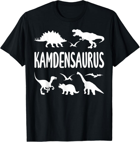 Dinosaur T Rex Kamden Kamdensaurus Boys Dino Name T-Shirt