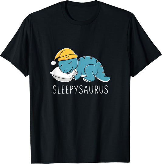 Sleepysaurus Dino T-Rex Night Print Cute Funny Sleepy Print T-Shirt