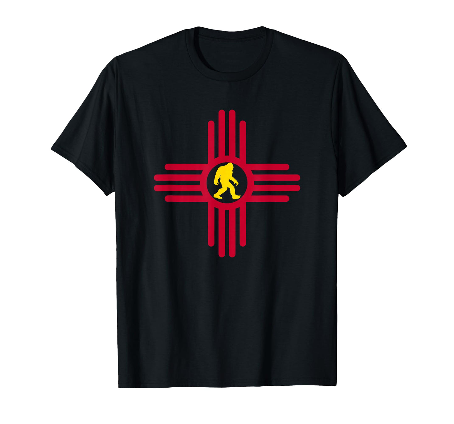 New Mexico Bigfoot State Flag Zia Symbol Bigfoot New Mexico T-Shirt
