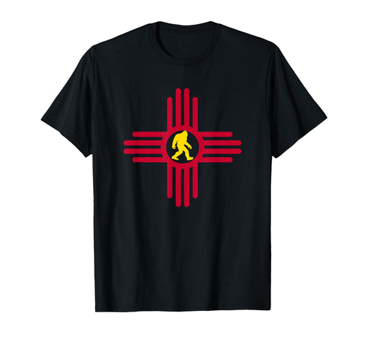 New Mexico Bigfoot State Flag Zia Symbol Bigfoot New Mexico T-Shirt