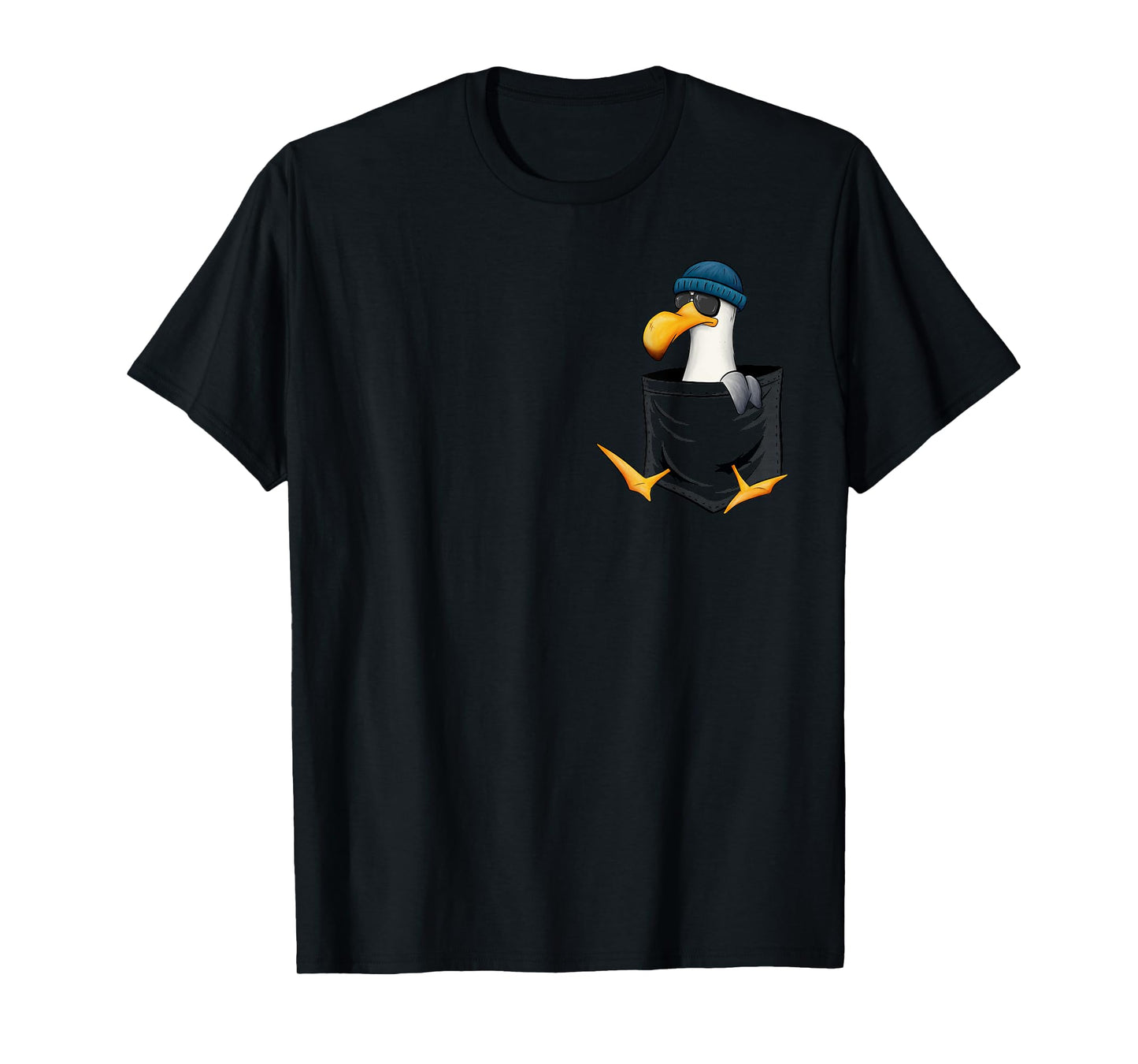 Funky Hipster Seagull With Sunglasses In Pocket T-Shirt