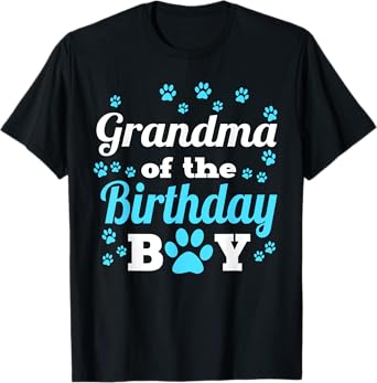 Grandma Of The Birthday Boy Dog Paw Bday Party Celebration T-Shirt