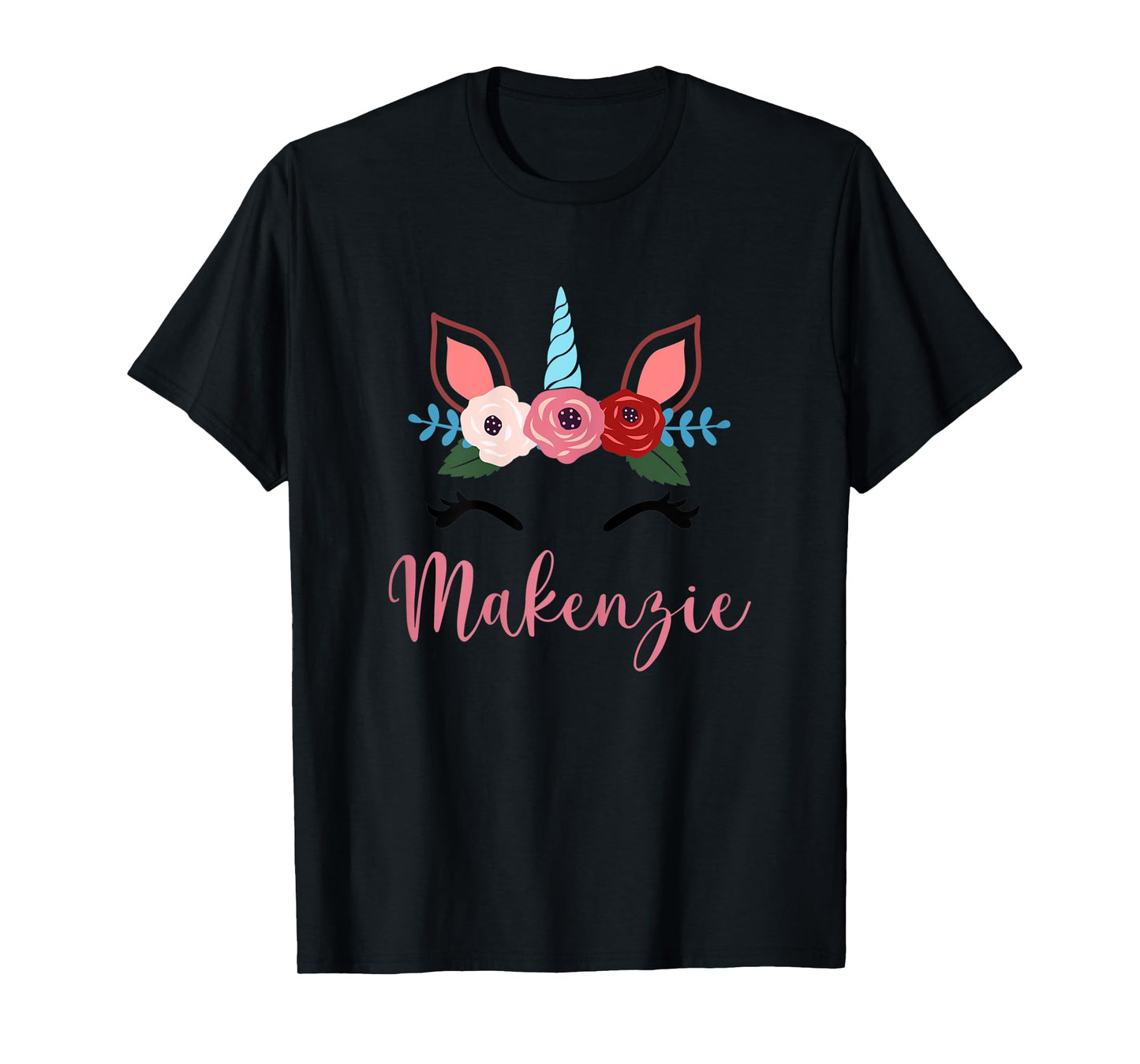 Cute Makenzie Magical Floral Unicorn For Girls T-Shirt