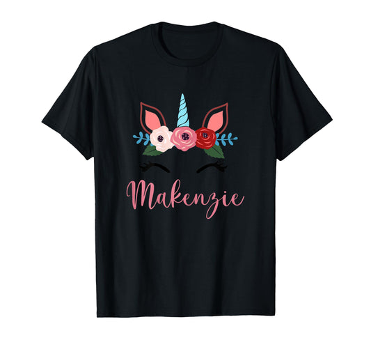 Cute Makenzie Magical Floral Unicorn For Girls T-Shirt