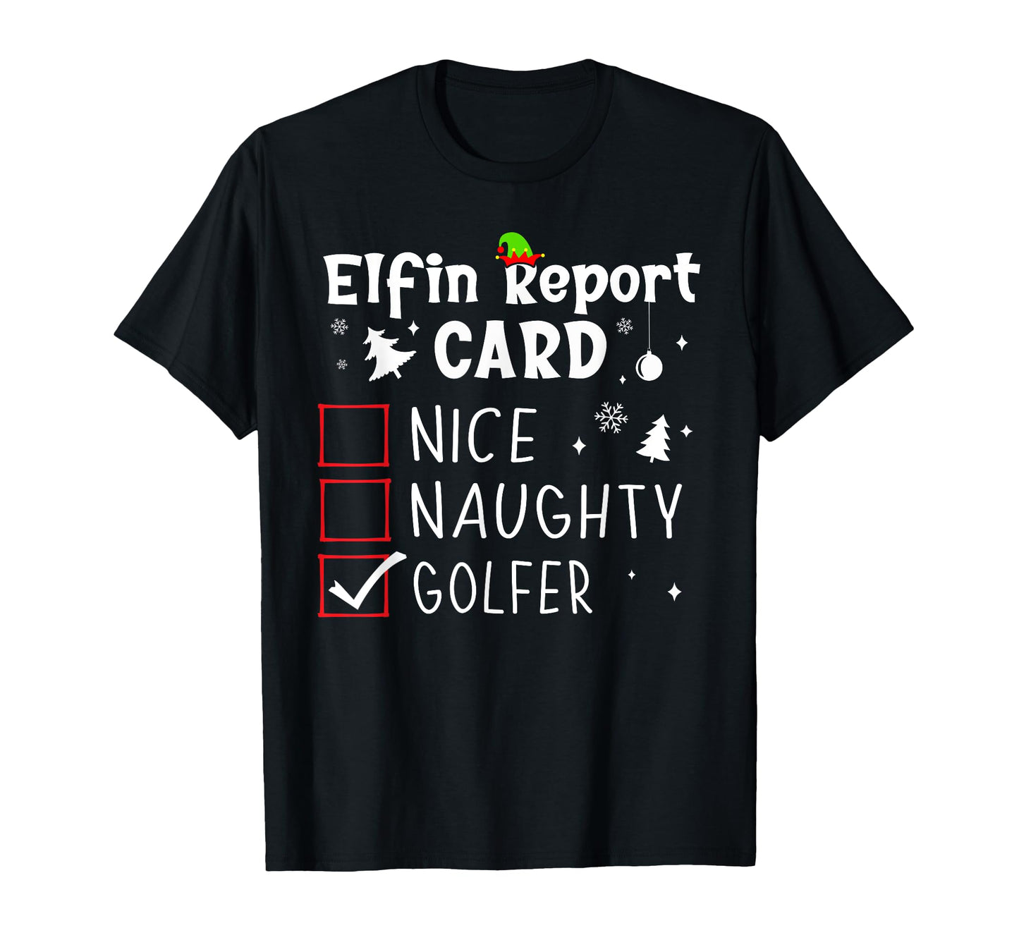 Golf Christmas Nice Naughty Funny Xmas List Golfer Golfing T-Shirt