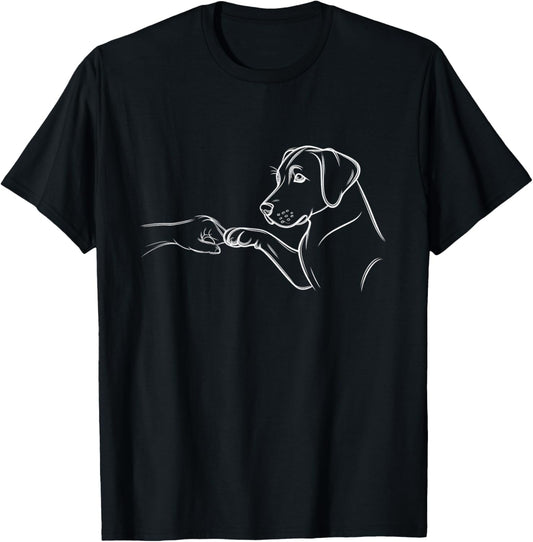 Dog and Human Fist Bump Friendship Minimalist Design T-Shirt