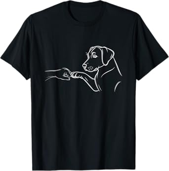 Dog and Human Fist Bump Friendship Minimalist Design T-Shirt