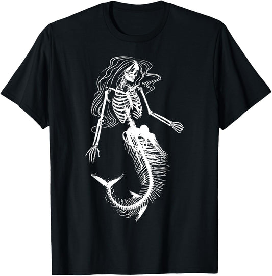 Funny Halloween Mermaid Skeleton Gift Cool Scary DIY Costume T-Shirt